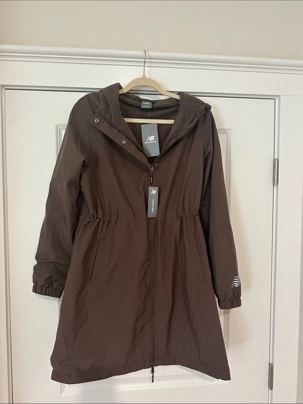 NWT - New Balance Brown Hooded Trench Coat
